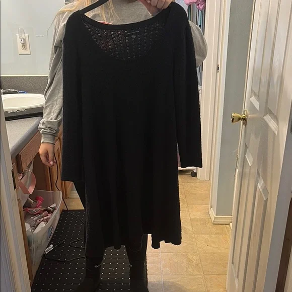 american eagle black sweater dress Black Sweater Dress with Tie Waist  The Teal Eagle Boutique